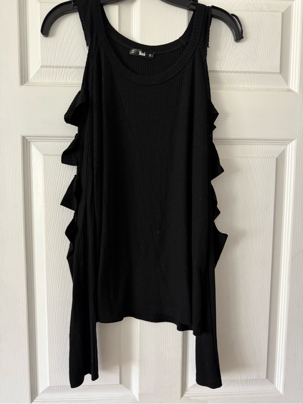 SHEIN Black Ribbed Crewneck long sleeve top